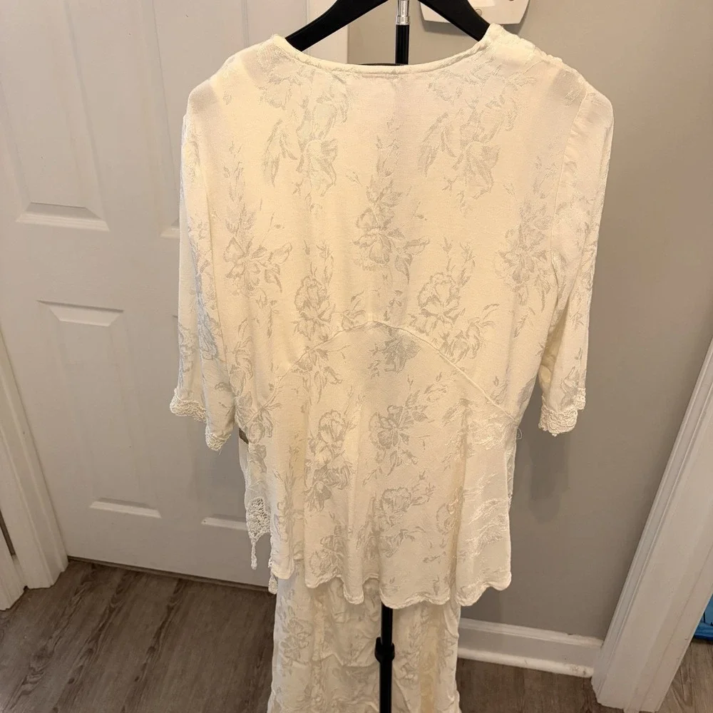 Spencer Alexis Ivory Lace 3 Piece Set Boho Maxi Skirt Tank Cardigan 8 Elegant